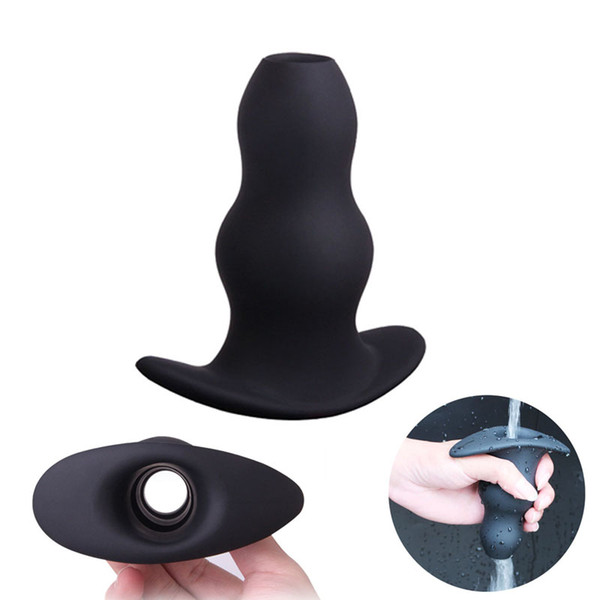 Hollow Silicone Anal Plug Anus Peep SM Erotic Toys For Men Woman, Prostate Massage Butt Plug Enema Anal Beads Sex Toys for Gay
