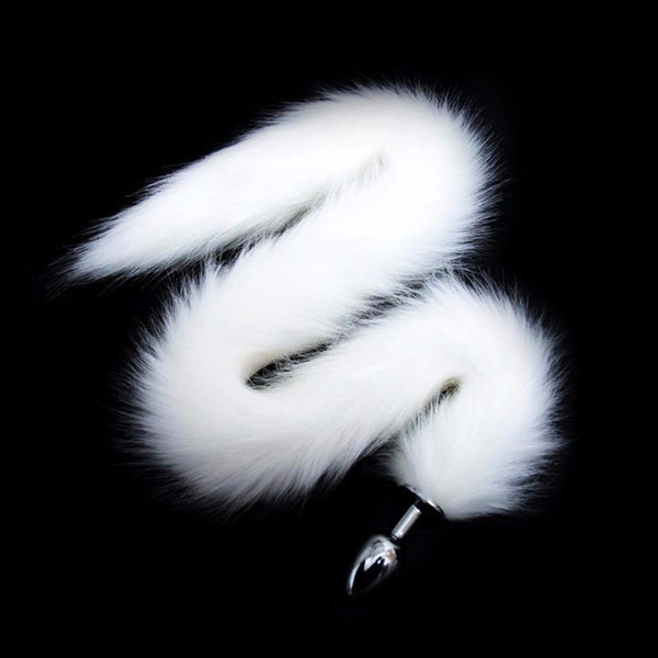 Stainless Steel Anal Plug With 75CM Long Fox/Dog Tail White Tail Butt Anus Plug Funny Sex Toys For Couple