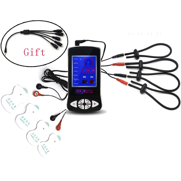Electro Shock Body 4 Pads Multiple Stimulation 4 PCS Penis Ring Electric Shock Cocking Ring Massage Medical Themed Sex For Man