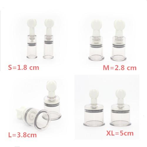 2 PCS/Lot Women Breast Nipple Sucker Clitoris Massager Nipple Clamps Pump Breast Enlarger Vibratinng Sex Toys 4 Sizes For Choose