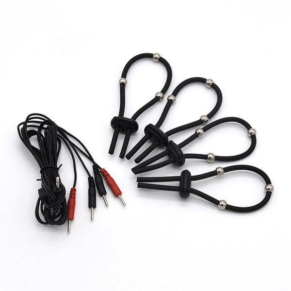 Electro Shock Therapy Penis Ring With Beads Medical Electric Sex Kit Accessories Male Cock Rings Stimulator Sex Toys For Men