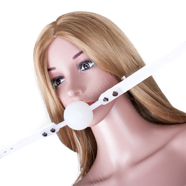 Large Ball Mouth Gag White Silicone Ball Mouth Gag PU Leather Bondage Restraint Mouth Plug Oral Fixation Adult Sex Toys