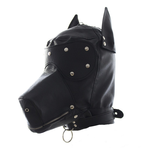 Fetish PU Leather SM Hood Dog Mask Head Harness Sex Slave Collar Leash Mouth Gag BDSM Bondage Blindfold Sex Toys For Couple