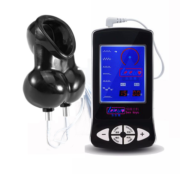 Electro Shock Sex Ball Stretcher Chastity Cage Cock Rings, Male Electric Shock Scrotum Ring Medical Electro Shock Sex Toys Kits