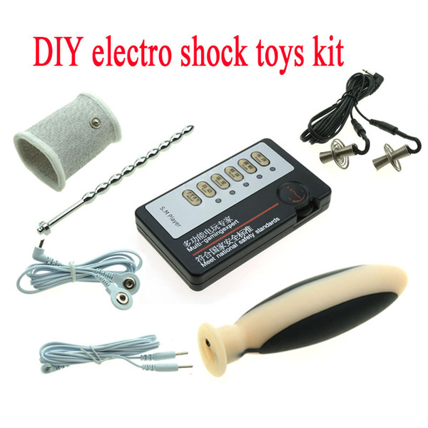 Adult BDSM Electro Shock Sex Toys, Super Big Anal Plug Penis Ring Urethra Sound Nipple Clamps Sex Products for Men Woman Games
