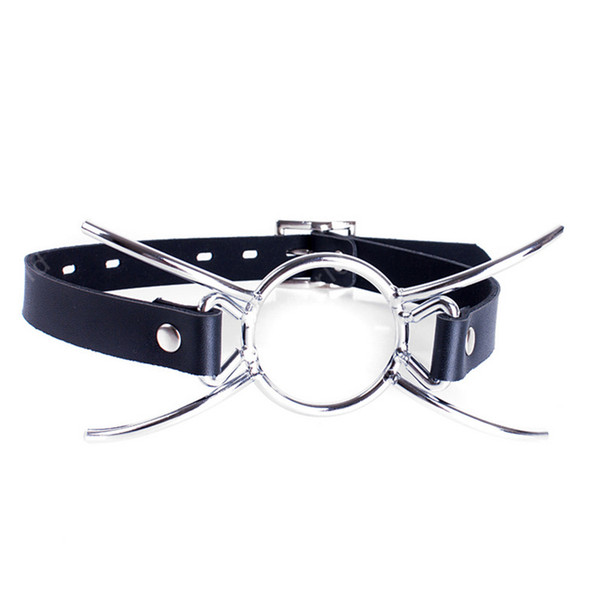 Oral Fixation PU Leather Mouth Gag Spider X Style Flirting O ring Open Mouth Gag Adult Games Sex Toys BDSM Restraint Bondage Set