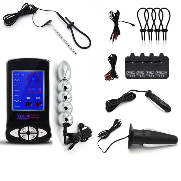Electro Shock Set Stainless Steel& ABS Electro Anal Plug catheter penis rings Massager pads Body Massage Medical Sex Toys For Couples