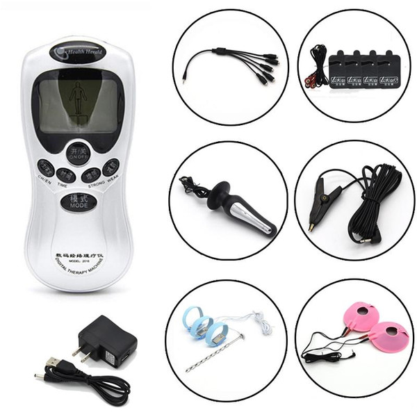 Electro Shock Sex Kit Penis Rings Nipple Clamps Anal Plug Electrical Stimulation Massage Pads Catheter Medical Themed Sex Toys