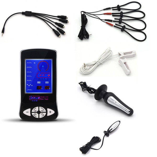 Electric Shock Medical Themed Sex Products Anal Plug Penis Rings 5 in 1 Cable Electro Shock Nipple Clamp Sex Toys For Men Women