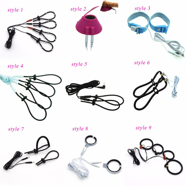 Electric Shock Male Penis Rings Cock And Ball Stretcher Scrotum Testicle Bondage Strap Sex Toys For Men Adult Games SM Sex Products 9 Style