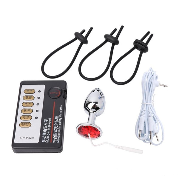 Electric Shock Small size Anal Plug Butt Plug Penis Ring Host and Cable Electro Stimulation Adult Games Sex Toys for men