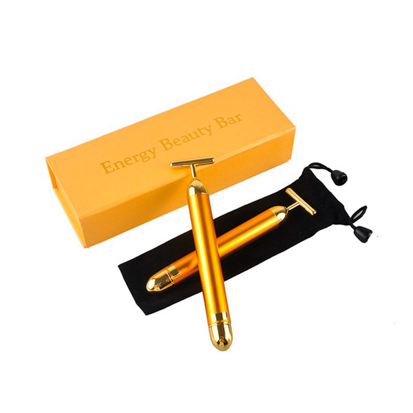 Energy Beauty Bar 24K Gold Pulse Firming Massager Facial Roller Massager Derma Skincare Wrinkle Treatment Face Massager With Box RRA943
