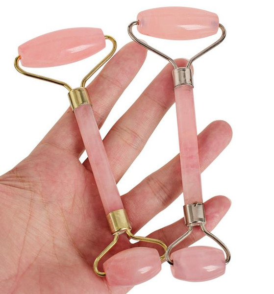 50pcs/lot New arrival pink quartz Facial Relaxation Slimming Tool/rose quartz Roller Massager For Face jade massage stone SL866