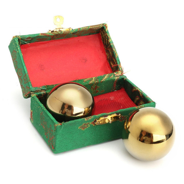 2Pcs/Set Metal Exercise Hand Wrist Solid Gold Tone Baoding Ball s Chinese Health Exercise Therapy Stress Massager Balls 42mm