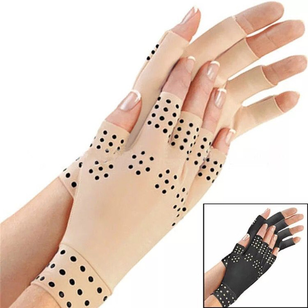 2018 Thrending Copper Arthritis Compression Gloves Half Finger Magnetic Therapy Gloves hand pain relief gloves