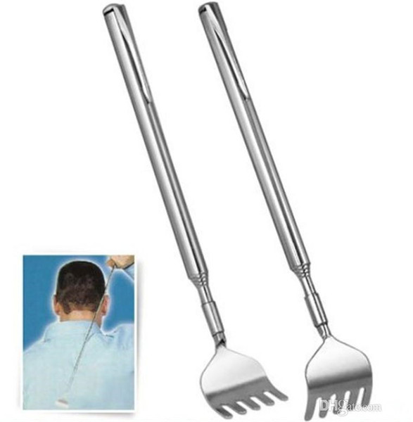 200pcs Stainless steel Body Massager Pocket Size Portable Telescopic Extendable Extending Back Scratcher Pen Clip comfortable