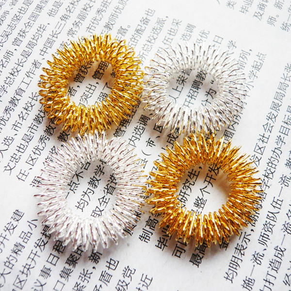 (2 Color) Stainless Steel Finger Massage Ring Massager - Acupuncture Rings Health Care Body Massager Relax Finger Hand Care