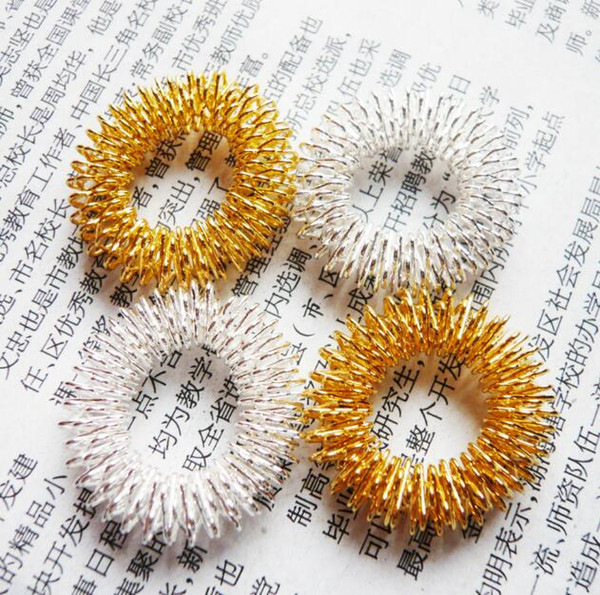 LJJC4051 High Quality Acupuncture Massage Ring Finger Massager in PVC Bag Gold Silver Massage Rings Finger Weight Loss Finger Massage