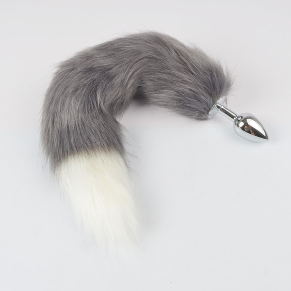 DHL Trumpet artificial fur anal plug tail fox backyard metal tail anal plug white fox anal plug sex toy