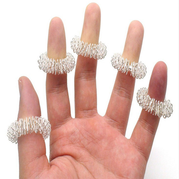 DHL Finger Massage Ring Elastic Finger Acupuncture Massager Circle Body Massage Health Care Stainless Steel Hand Massager Finger Relaxation