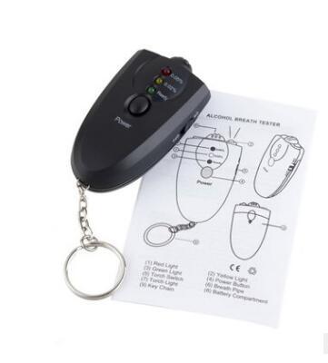 Free mail direct breathing alcohol tester portable alcohol tester key chain LED Alcohol Breath Tester