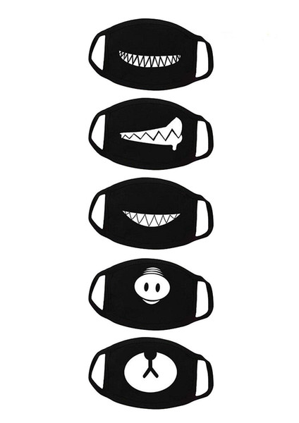 Teeth Pattern Cute Unisex Cotton Blend Anti Dust Face Mouth Mask Black for Man Woman