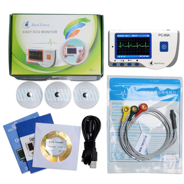 Heal Force Prince 80-A Easy Handheld Portable ECG Monitor With Bluetooth , 3-Lead ECG Cable and Pack of ECG Electrodes and USB Cable