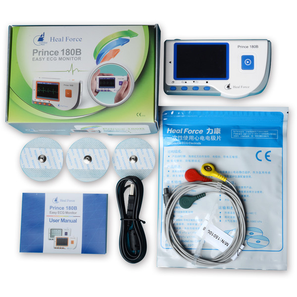 Heal Force Prince 180-B Easy Handheld Portable ECG Monitor With 3-Lead ECG Cable And Pack Of ECG Electrodes, Software and USB Cable