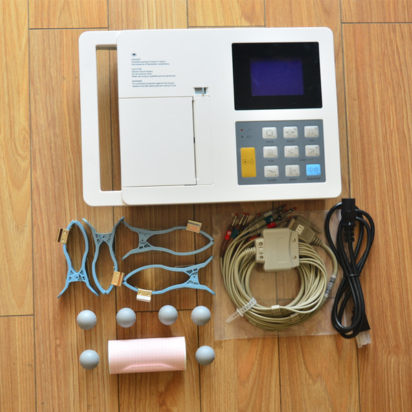 free shipping 6 channel 3.8in ecg/EKG, Electrocardiograph, CE Approved ECG 6 Channel 12 Leads ECG Machine with Manual / Auto / Analys