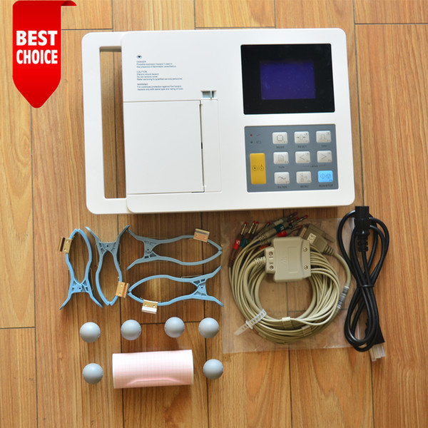 free shipping 3.8in LCD 3channel ecg/EKG machine+optional ecg work station , Electrocardiograph, Portable ECG Machine with 3 channels