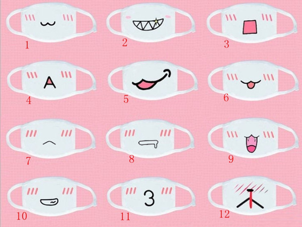 120pcs/lot Fast shipping Newest White Anime Emoticon Mouth-Muffle Kaomoji Anti-Dust Cute Kawaii Lovely Face Mask