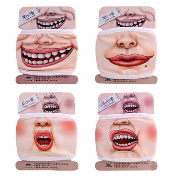 New Design Novelty Cute 3D Funny Expression Cotton Mouth Face Mask Health Cycling Respirator Warm Free Shipping