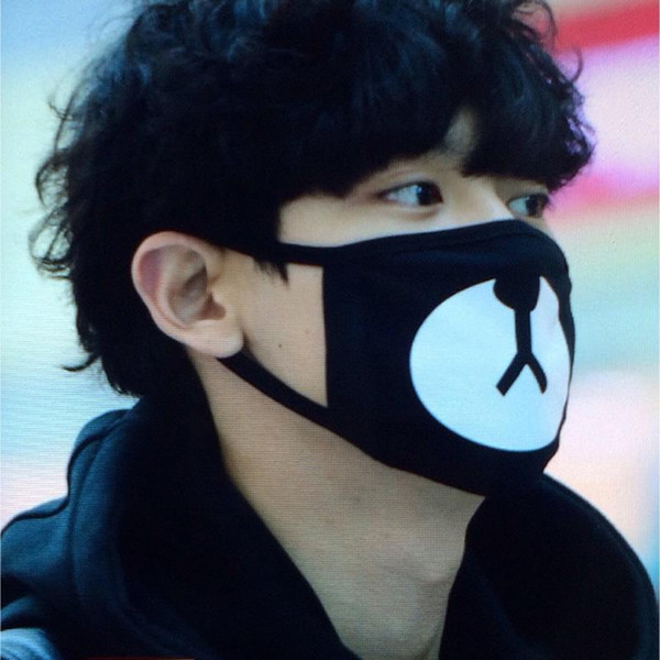 2017 New Arrival Fashion Kpop EXO Chanyeol Same Style Chan yeol Lucky Bear Black Mouth Mask