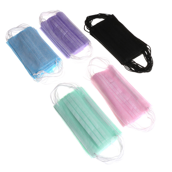 Anti-Dust Disposable Non-woven Windproof Masks Surgical Salon Earloop Face Mouth Masks 3 Layers For Adult PPA328