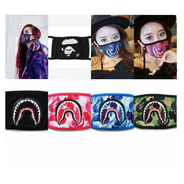 Shark Camouflage ape man Masks Hip Hop Trendy Half Face Mouth Mask Hip Hop Trendy Half Face Mouth Facemask 8colors GGA1805