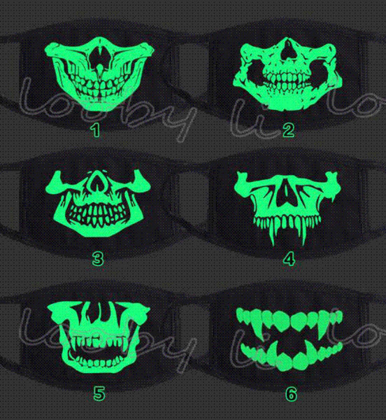 Fashionable Black Halloween Led Skull Mask Anti Dust Face Mouth Mask with Pure Cotton mask color