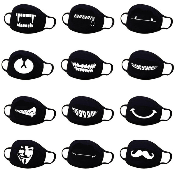 Unisex Anime Face Mouth Mask 13 Style Camouflage Mouth-muffle Respirator Stop Air Pollution Cartoon Lovely Cotton Mask TTA 77