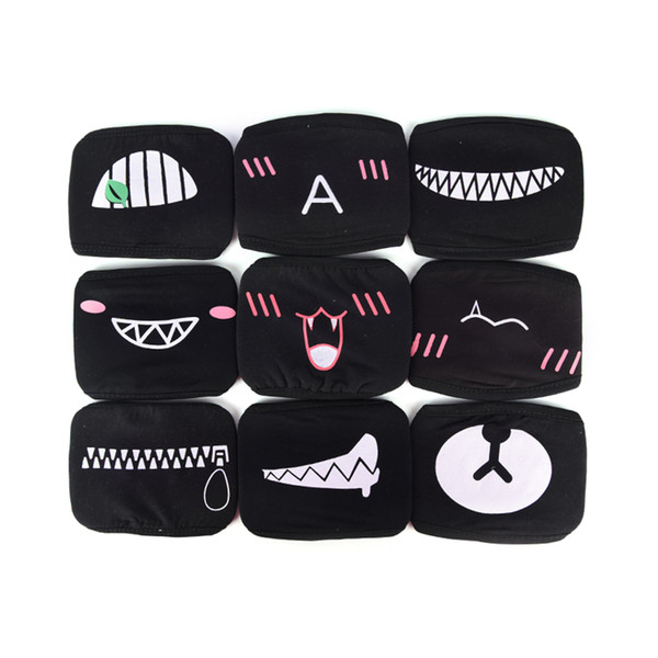 Wholesale Women Men Black Anti-Dust Cotton Cute Bear Anime Cartoon Mouth Mask Kpop teeth mouth Fashion Muffle Face Mouth Masks