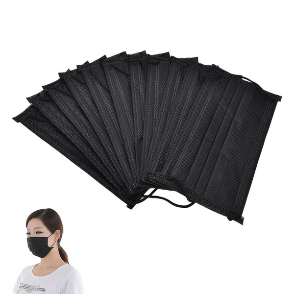 1000pcs Black Non Woven Disposable Face Mask 4 Layer Medical dental Earloop Activated Carbon Anti-Dust Face Surgical Masks