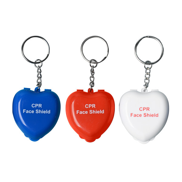 CPR MASK WITH KEYCHAIN CPR FACE SHIELD AED IN MINI HEART BOX , 100 Pcs