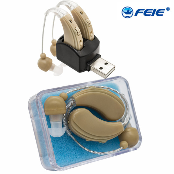 FEIE 1 Pair Cheap USB Rechargeable Hearing Aid Sound Amplifier For The Elderly Portable BTE Deaf Hearing Aids Ear Care Tools S-109S