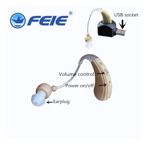 FEIE convenient Cheap USB Rechargeable Hearing Aids Sound Amplifier For The Elderly Portable BTE Deaf Hearing Aids Ear Care Tools S-109