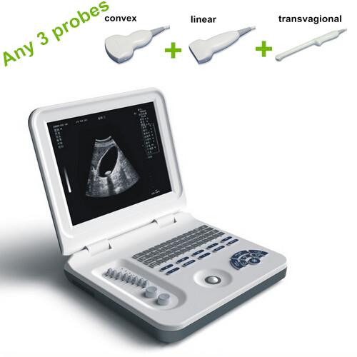 Free shipping 3 probe ultrasound scanner,ultrasound machine, echo ultrasound,ultrasonido portatil,medical equipment ultrasound,OB GY