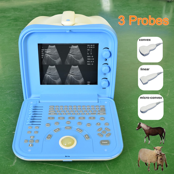 New! Portable Cheap Veterinary Ultrasound machine/vet handheld ultrasou with three probes/ Dog Pig Sheep Cow Horse Pregnancy Test Ultrasound