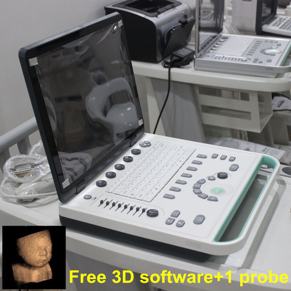 DHL Free shipping multi-languages ultrasound scanner 3D software black and white 15in LCD with any one probe pc system, B-ultrasound