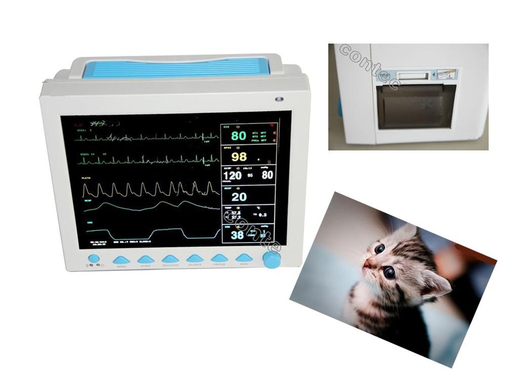 NEW veterinary 12.1-inch ICU patient Monitor CMS8000 with Free Printer+6-parameters ECG NIBP SPO2 RESP TEMP PR (Option Etco2)