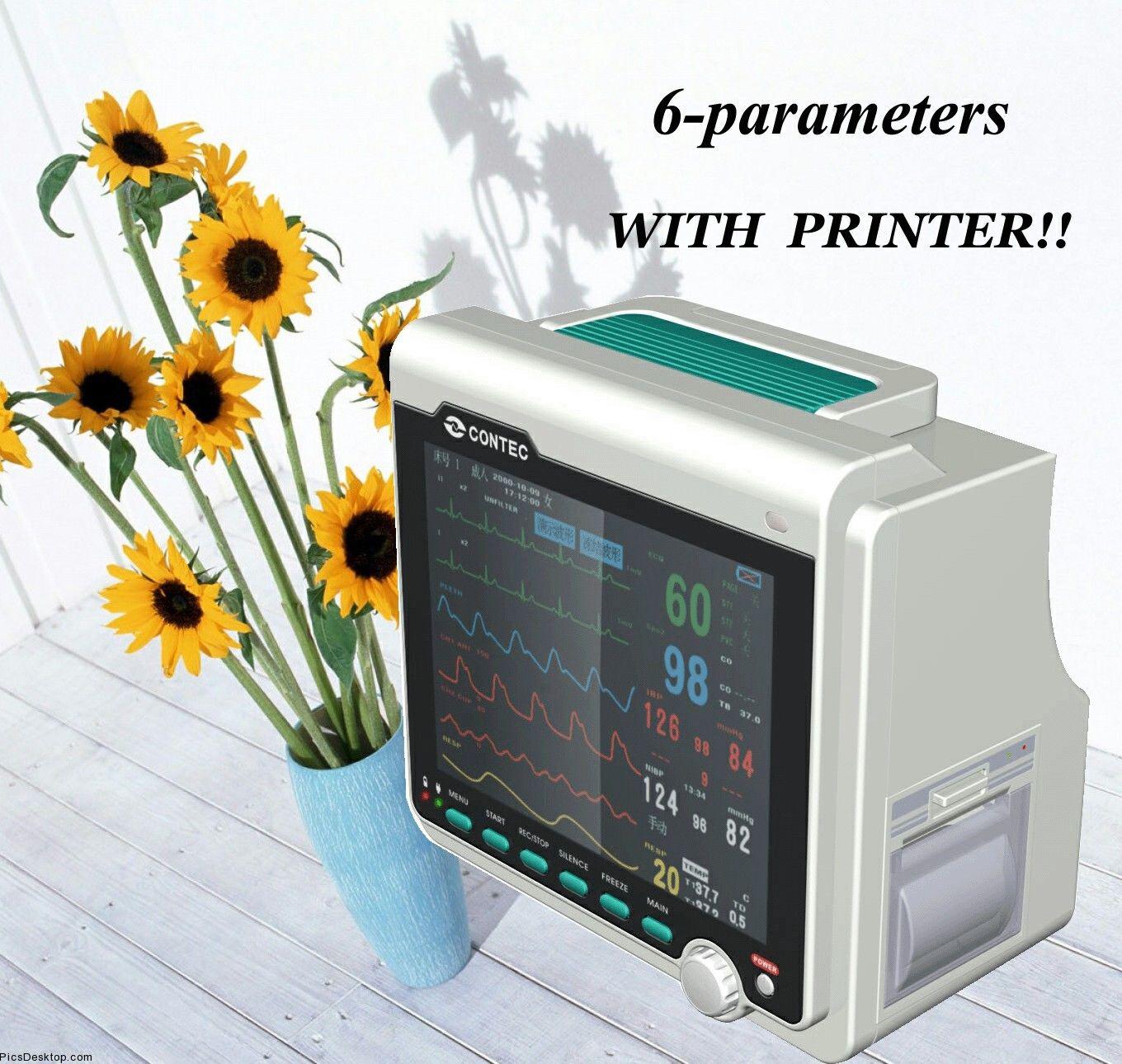 CONTEC Patient monitor CMS6000,6 Parameters,SPO2,PR,ECG,NIBP,TEMP,RESP + printer