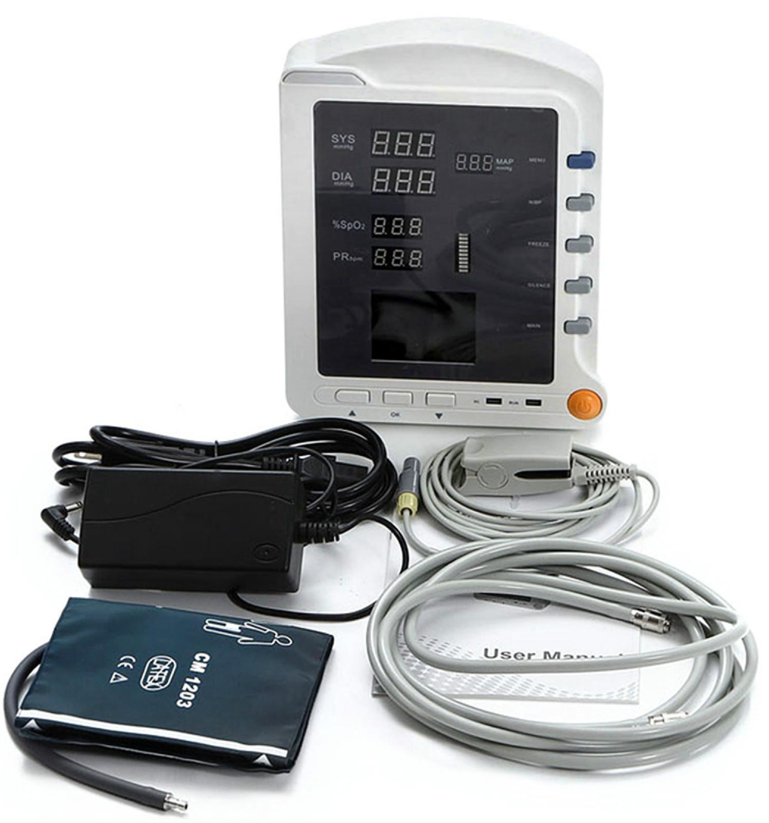 Factory Hot-CMS5100 Vital Sign Patient Monitor 3 parameters NIBP,Spo2,PR 24h ICU monitor,CONTEC,2.8''color TFT LCD display with 2 Cuffs