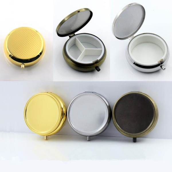 Portable Durable Metal Round Medicine Organizer Holder Container Tablet Pill Box Case 3 Cell Metal Round Medicine Case F2466