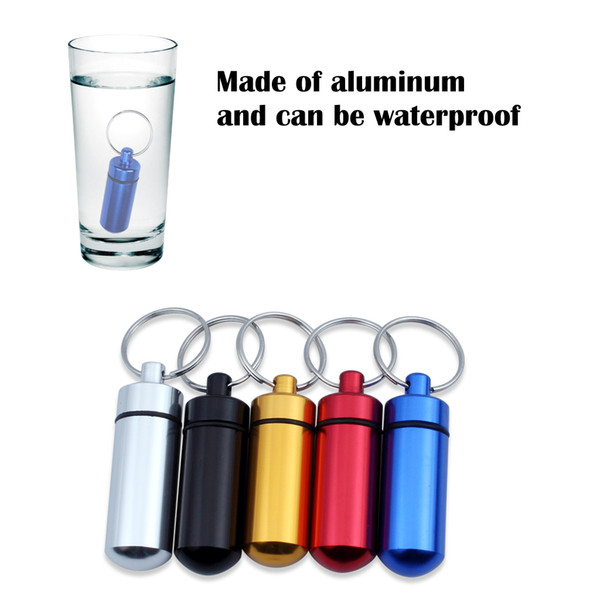 Waterproof Aluminum Pill Box Holder Daily Pill Case Aluminum Outdoors Medicine Bottle Key Ring